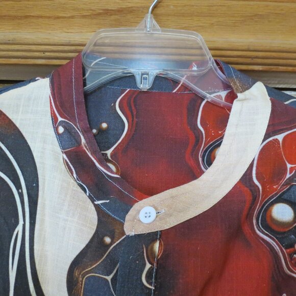 Men's abstract print casual button shirt 2 XL - Picture 3 of 7